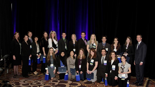 Daniel Cobaugh, VP of ASHP Research & Education Foundation, Kathryn Schultz, ASHP President, Top Ten Finalists
